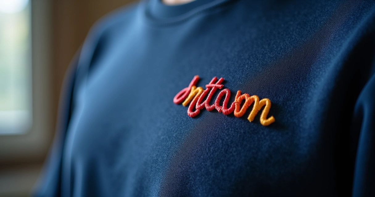 Detalhe de bordado em moletom corporativo 