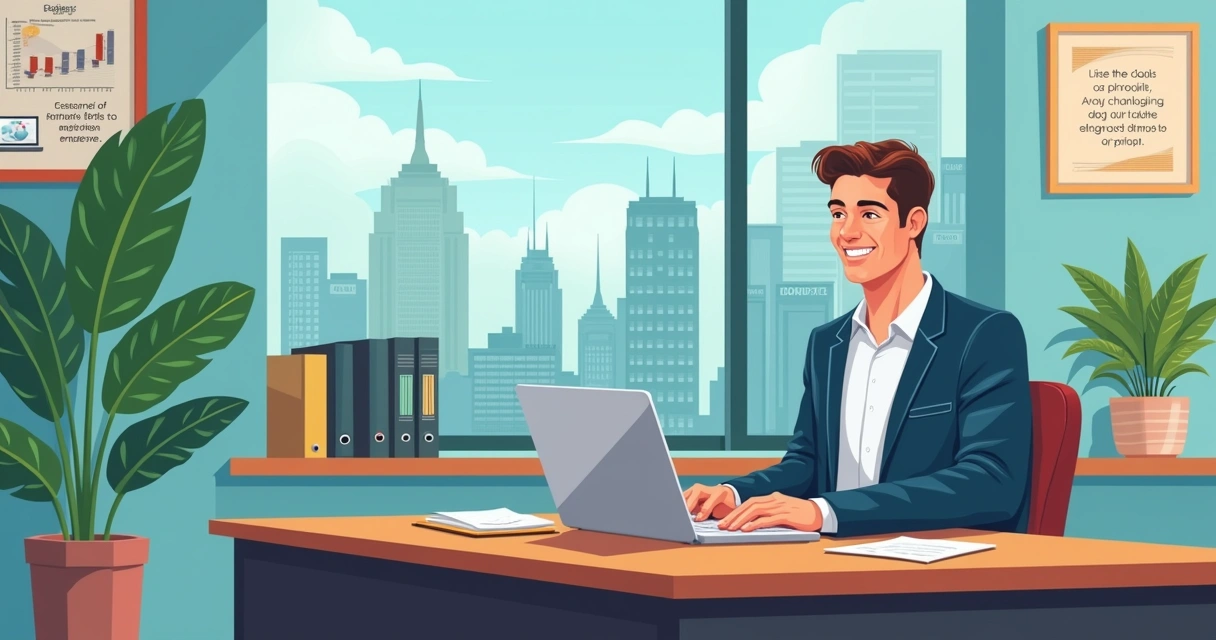 Profissional closer digital em um escritório moderno, interagindo com um cliente por videoconferência.