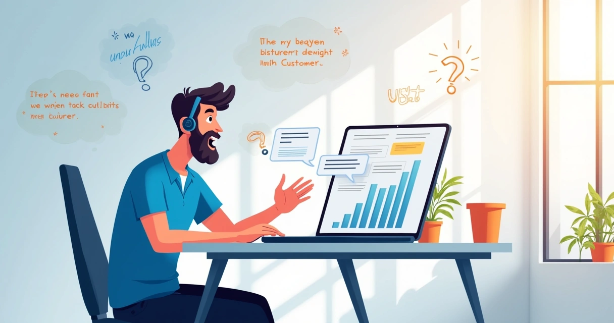 Ilustração de um closer digital trabalhando em um escritório moderno, interagindo com clientes.