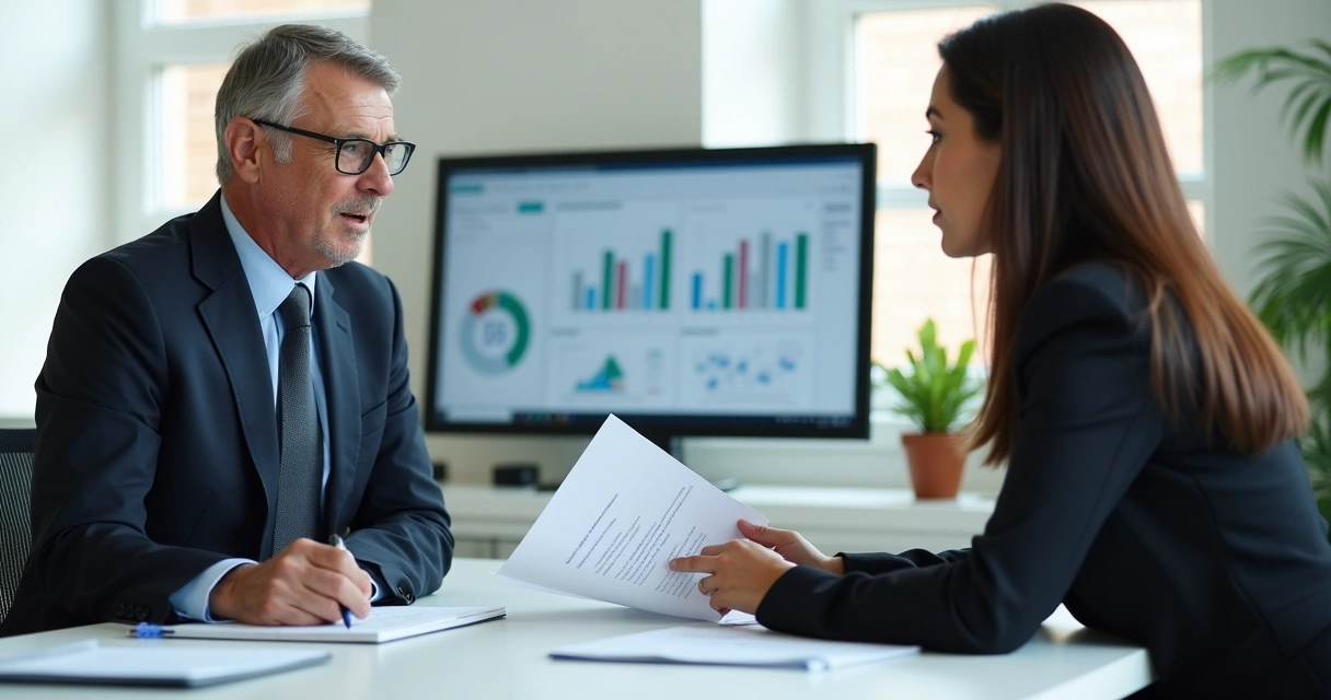 Closer experiente apresentando proposta a cliente em reunião 