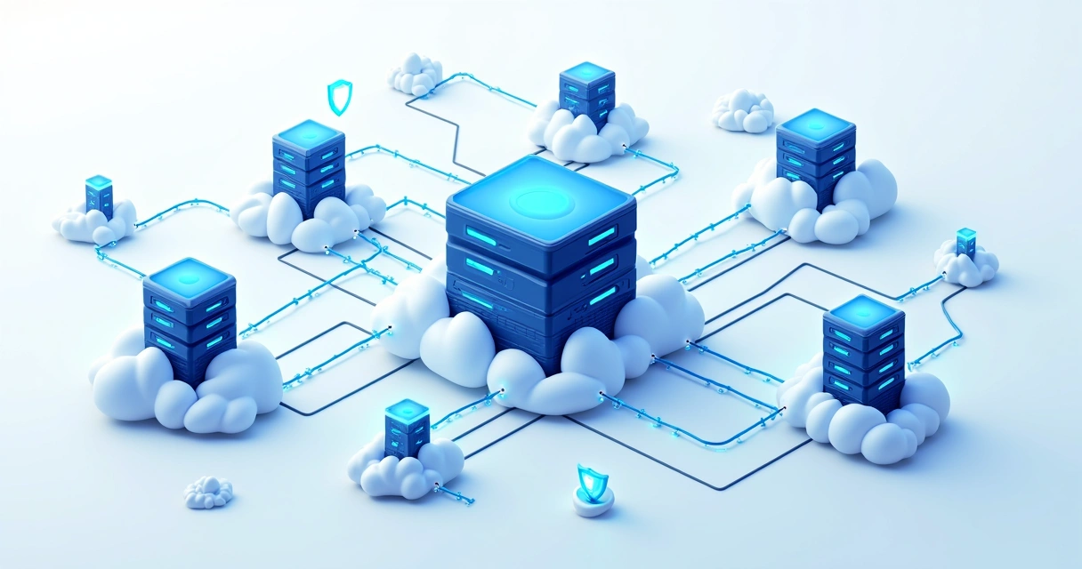 Cloud backup servers connected in network 