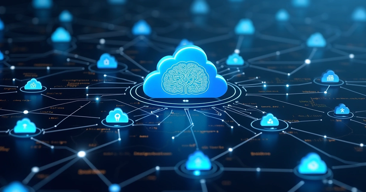 Cloud integration diagram with DevOps icons and AI symbols