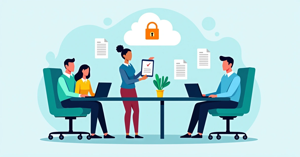 Team managing electronic signatures and cloud documents on multiple devices 