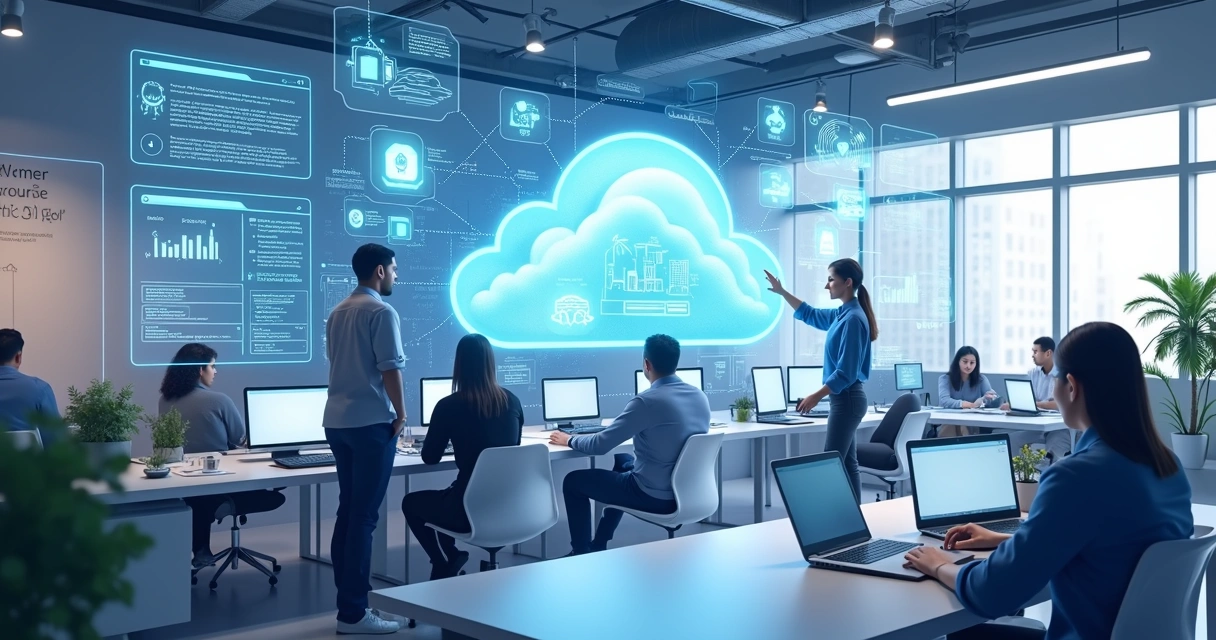 Desenho ilustrando arquitetura de nuvem e funções para startups 