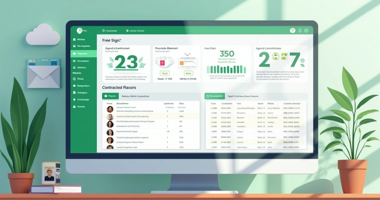 CloudSign.ie dashboard with free plan details and signed contracts list