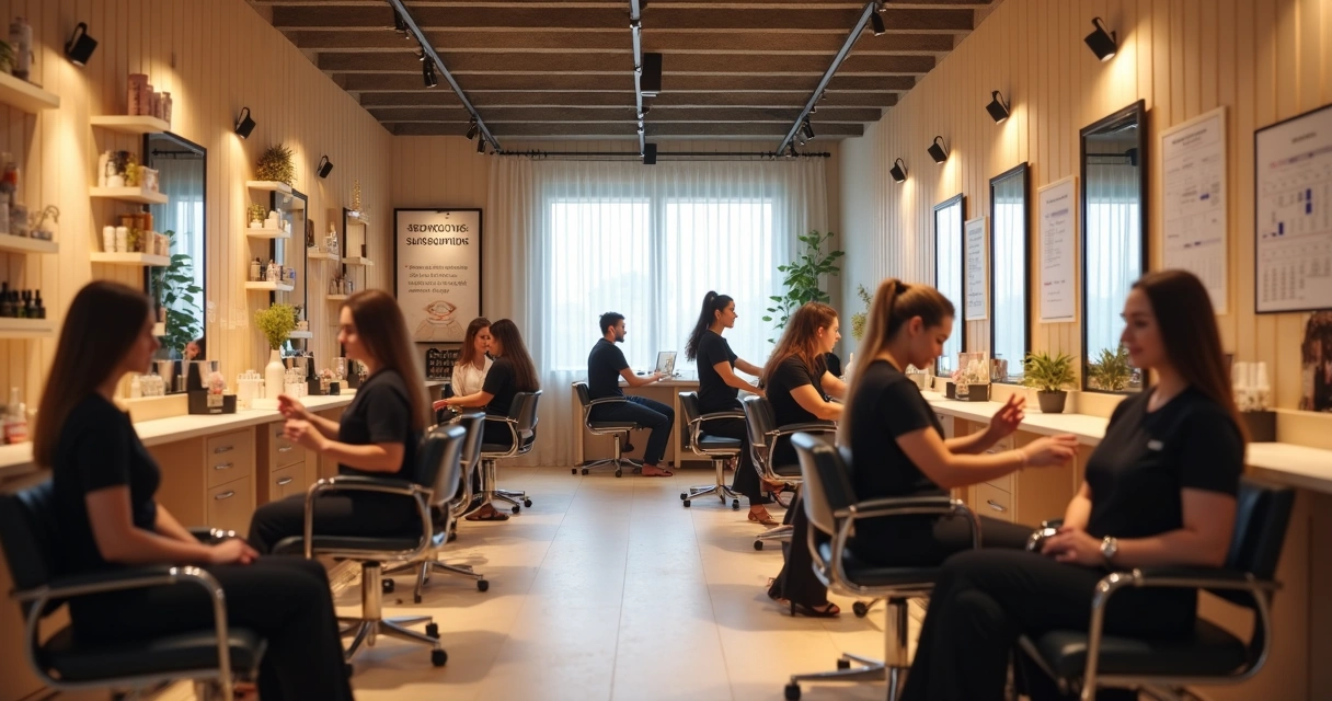 Clientes recebendo benefícios exclusivos em salão de beleza 