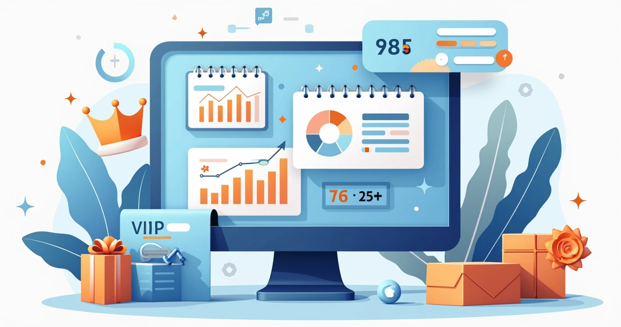 Ícone de assinatura mensal em fundo claro com elementos de marketing digital 