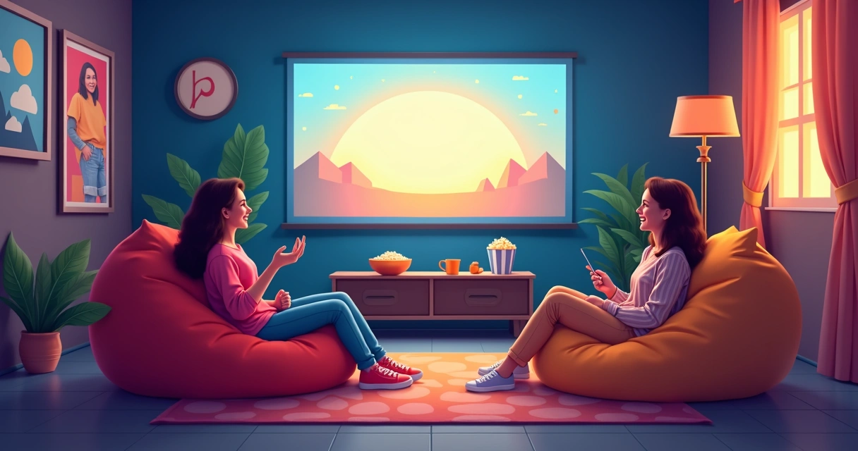 Adolescentes assistindo filmes retrô juntos como um clube 