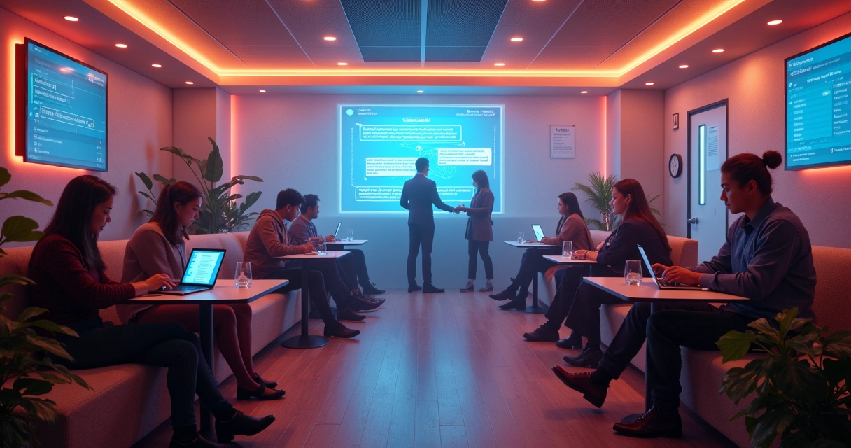 Assinantes interagindo via mensagem e voz em um clube moderno 