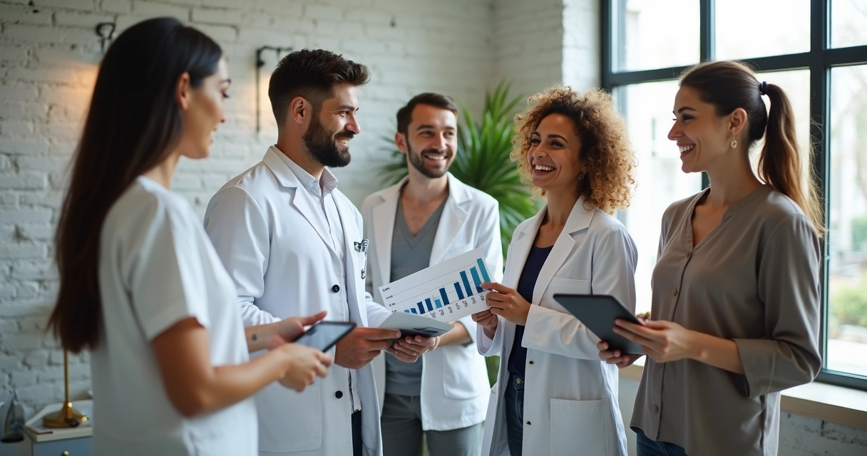 Profissionais de saúde e beleza comemoram crescimento no escritório 