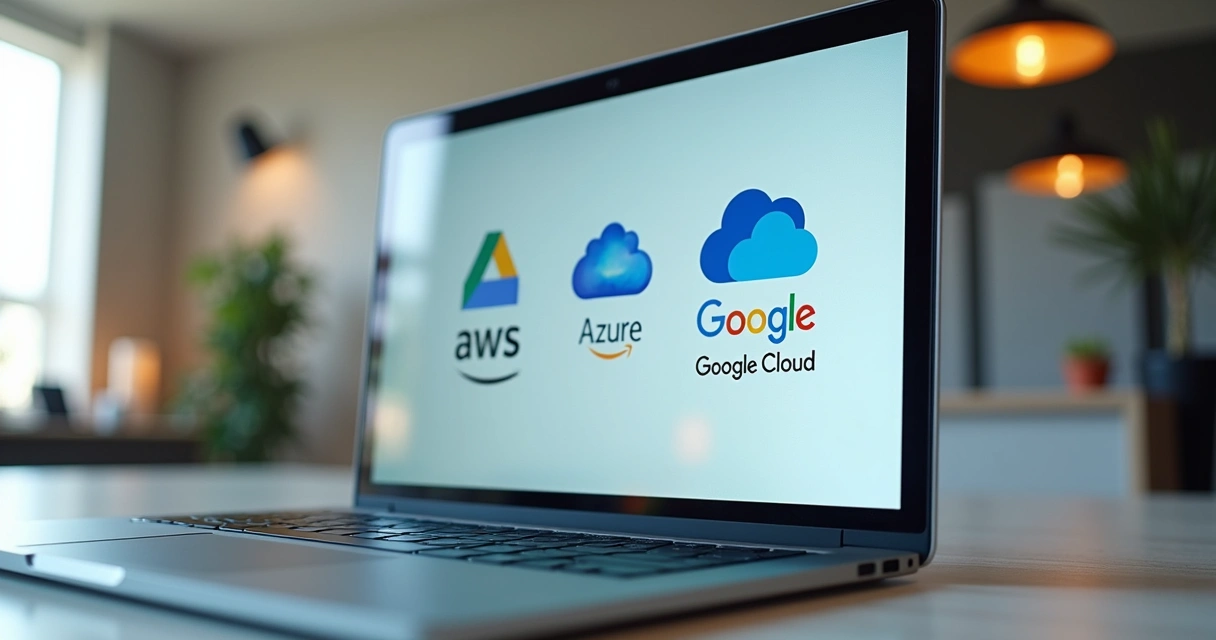 Computador mostra webinar para parceiros de nuvem 