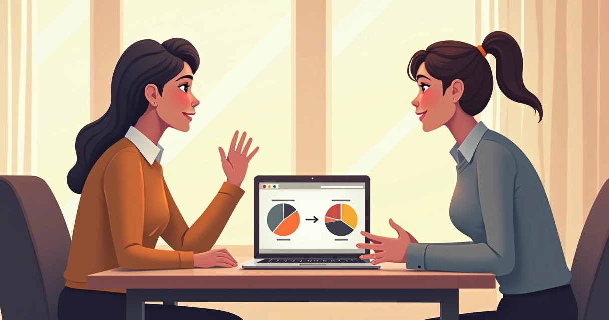 Coach and client reviewing digital life wheel together 