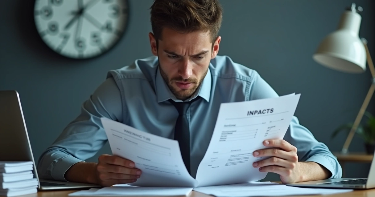 Pessoa segurando carta de cobrança ao lado de computador