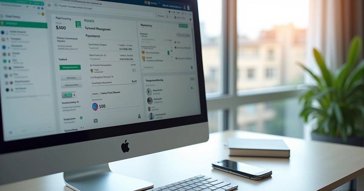 Tela de computador mostrando sistema de cobrança automática com avisos pendentes 