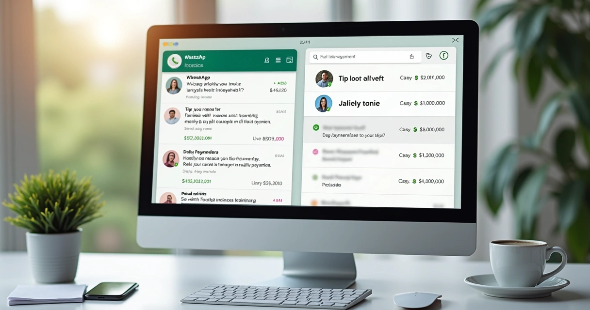 Tela de computador mostrando cobranças automatizadas por WhatsApp e e-mail 