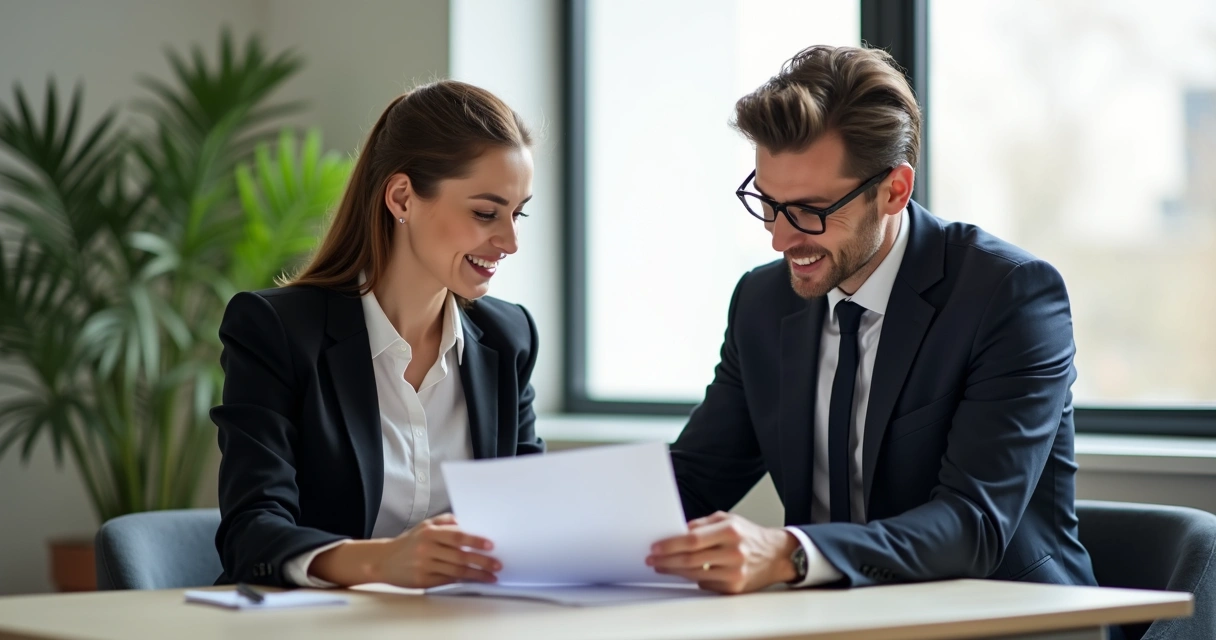 Dois profissionais em conversa cordial sobre cobrança 