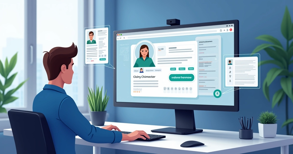 Agente virtual em tela enviando cobrança personalizada 