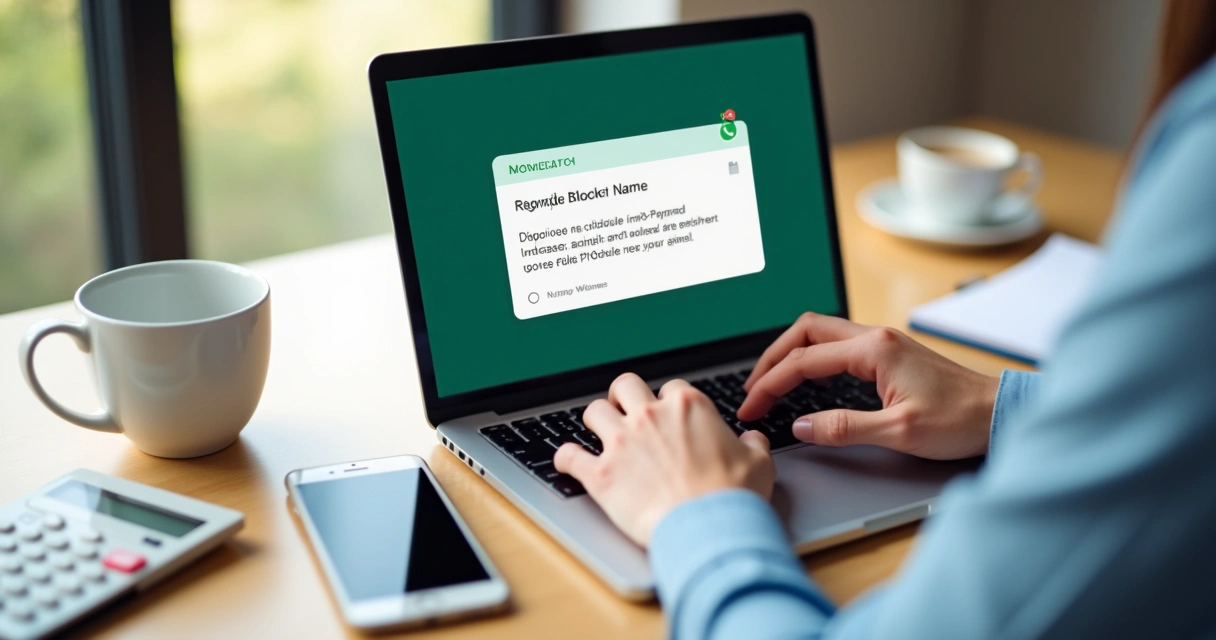 Pequeno empresário usando um notebook para enviar cobranças personalizadas pelo WhatsApp 