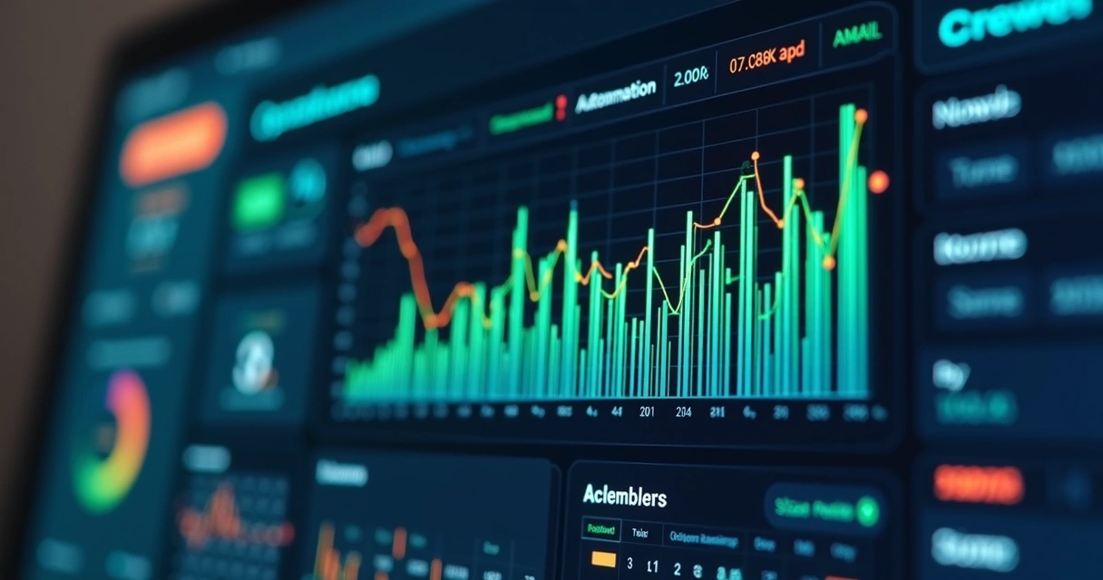 Painel digital exibindo métricas e gráficos de cobranças automáticas 