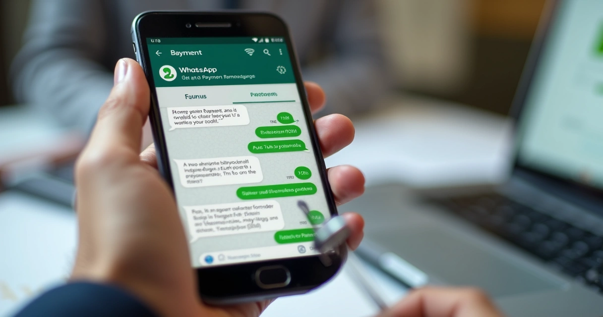 Tela de celular mostrando conversa automatizada de cobrança no WhatsApp 