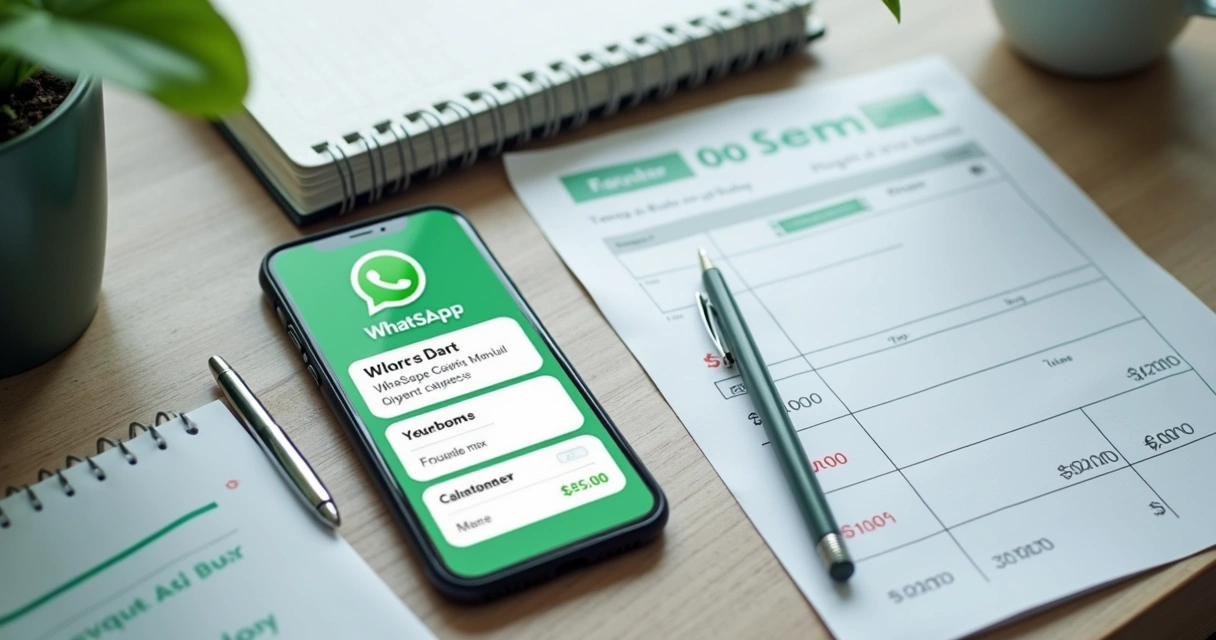 Tela de celular com conversa de cobrança e calendário financeiro