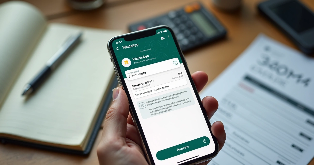 Tela de cobrança no WhatsApp com aviso de vencimento e opção de Pix 