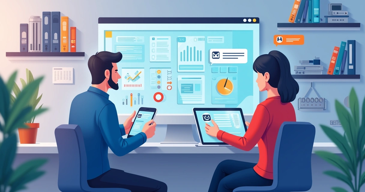 Ilustração de painel de cobranças em uma loja de assistência técnica.