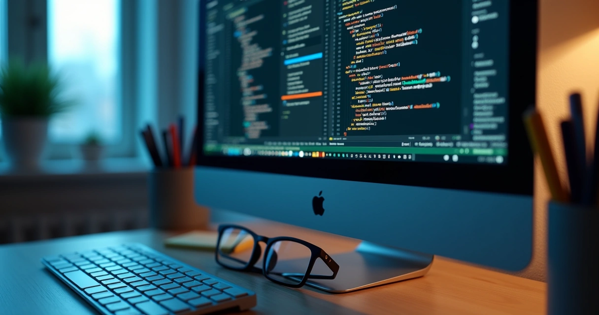 Detailed code audit with annotated web code on screen 