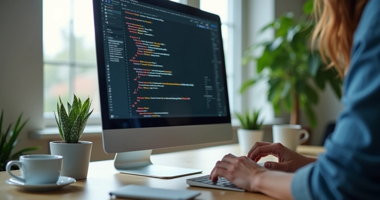 Códigos automatizados em uma tela de computador moderna 