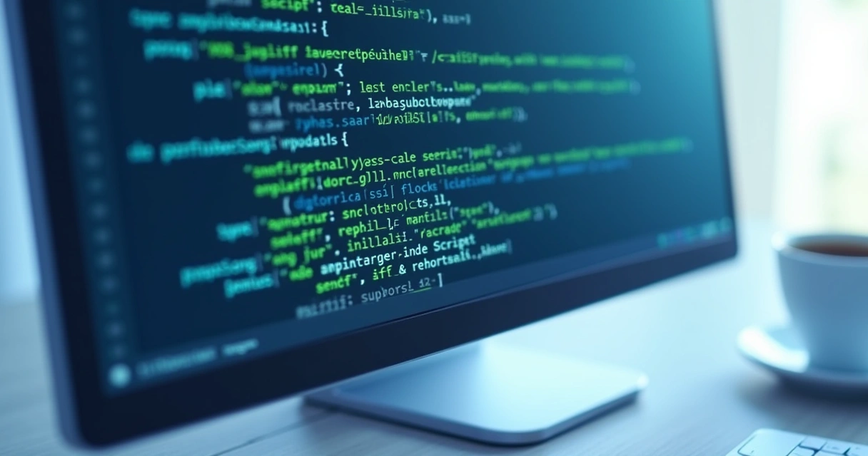 Tela de computador exibindo código CSS e JavaScript com destaque para trechos otimizados 