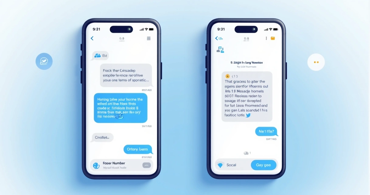 Comparação visual entre código curto SMS e número longo em celulares lado a lado 