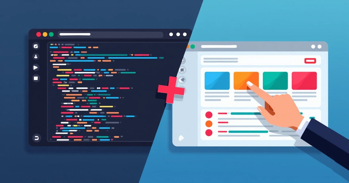 Código fonte e protótipo visual lado a lado no monitor