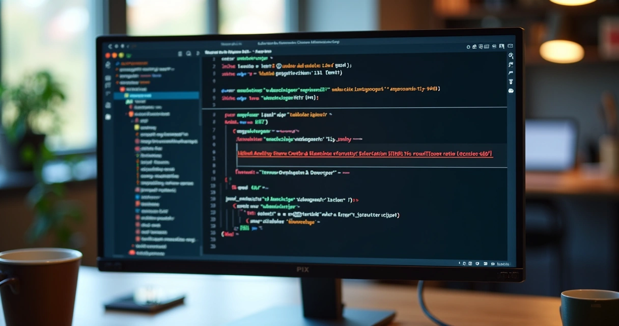Código de erro Pix exibido em monitor de desenvolvedor 