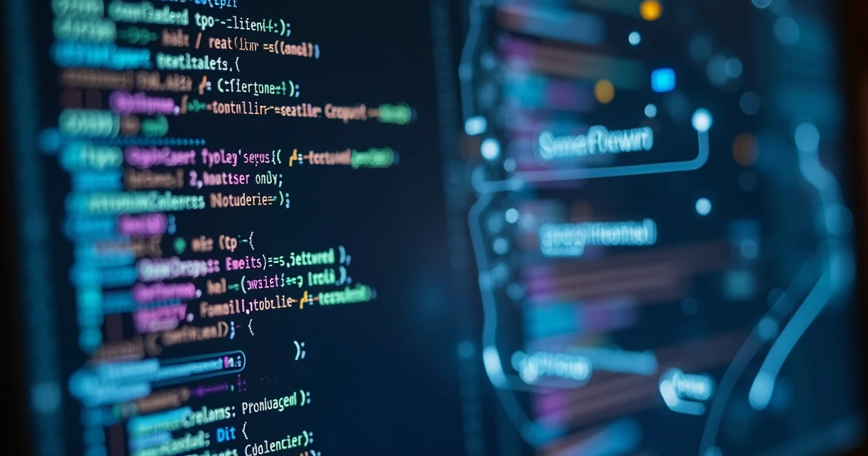 Trecho de código colorido e IA aprimorando o código em tela 