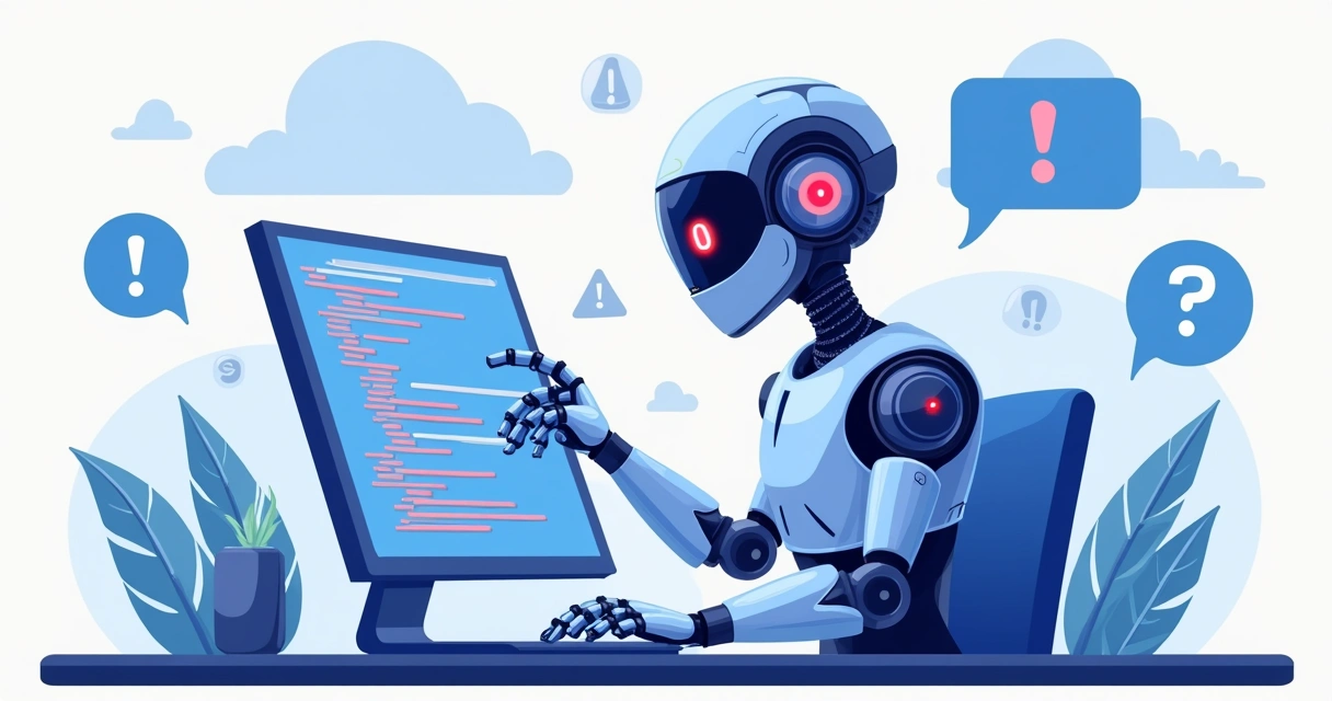 Representação de código sendo escrito por IA, com falhas de segurança visíveis. 