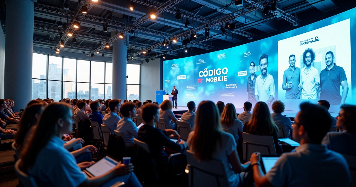 Pessoas assistindo palestra em evento de tecnologia em São Paulo