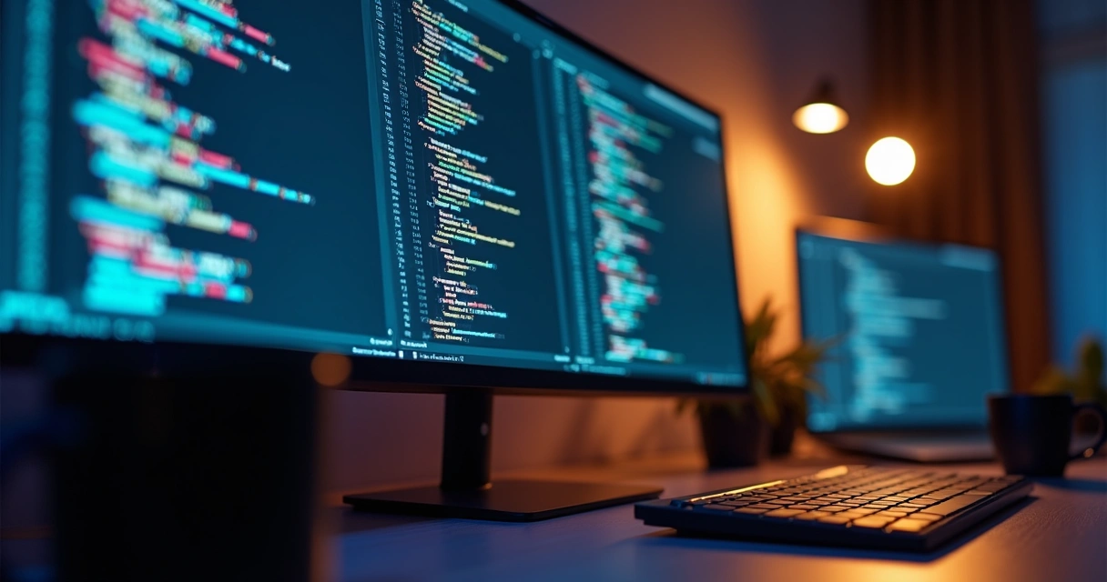 Código de programação exibido em monitor de computador