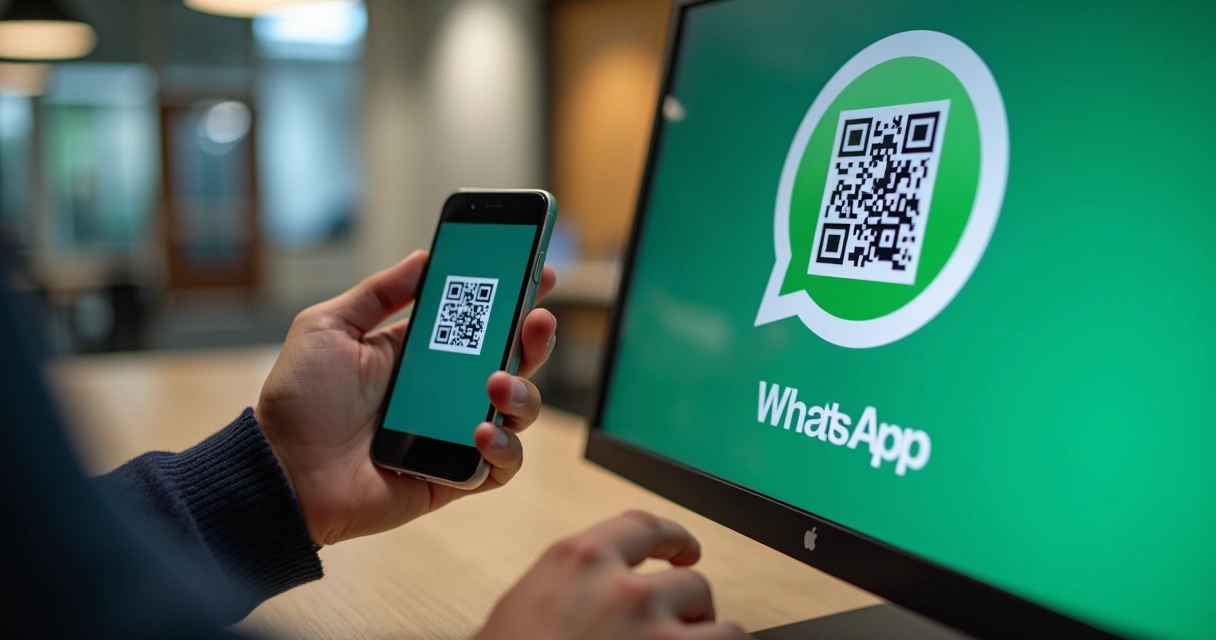 Celular escaneando QR code do WhatsApp Web para conectar instância não oficial