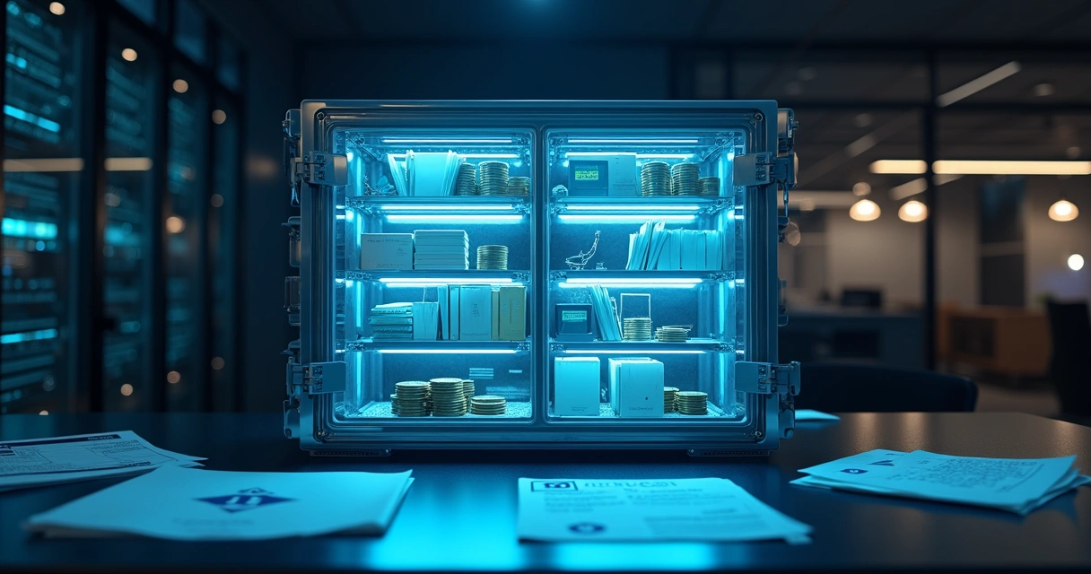 Cofre digital transparente mostrando diversas subcontas separadas 