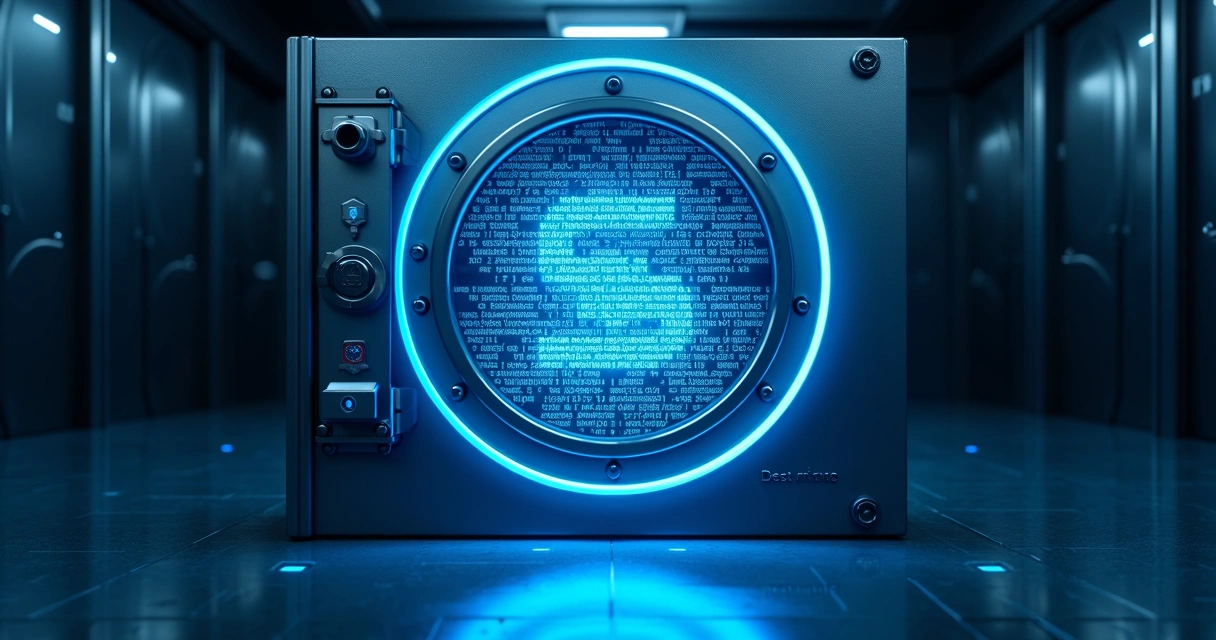 Cofre digital representando a proteção de dados com criptografia 
