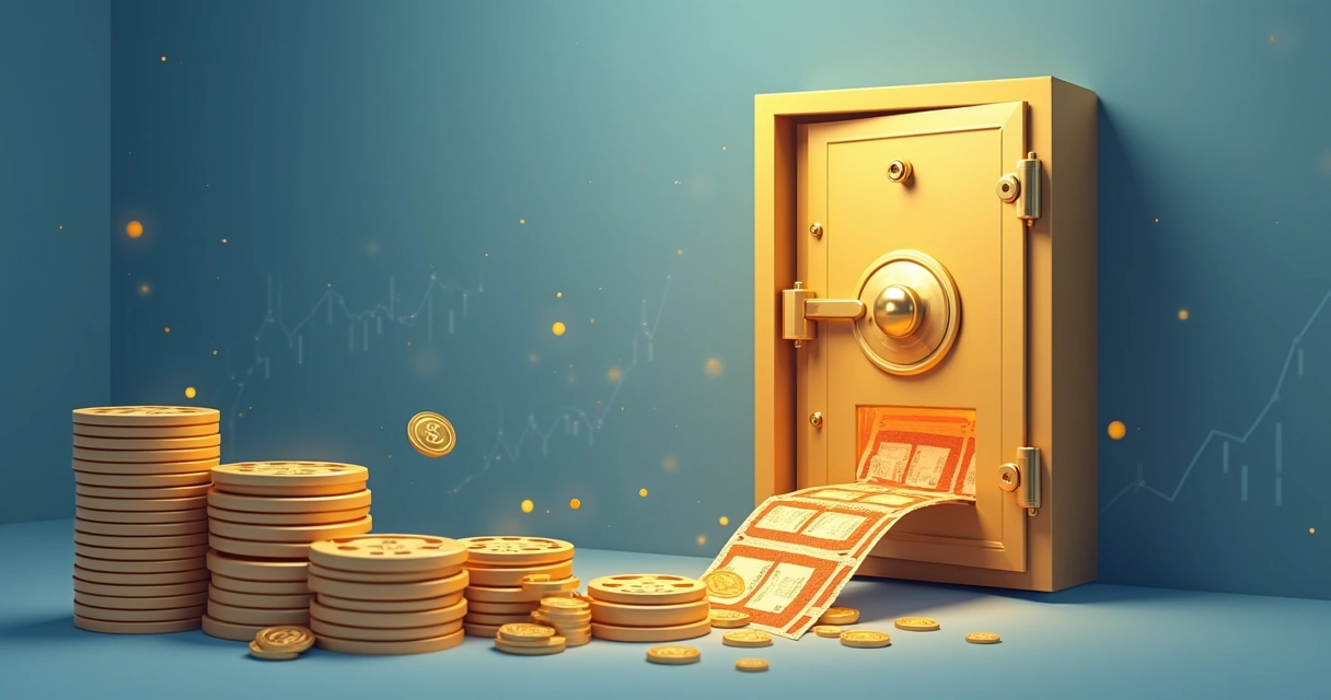 Cofre dourado aberto revelando filmes clássicos como investimento 