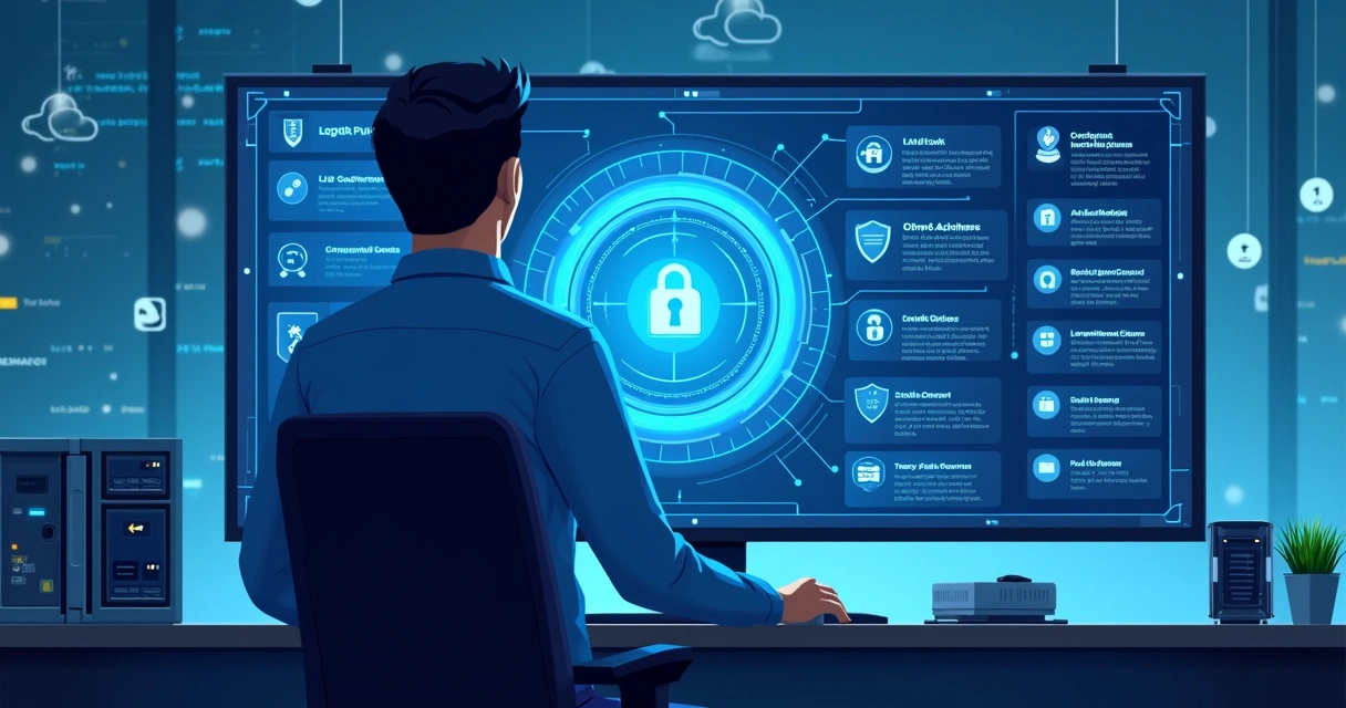 Tela de computador mostrando cofre digital de senhas empresariais