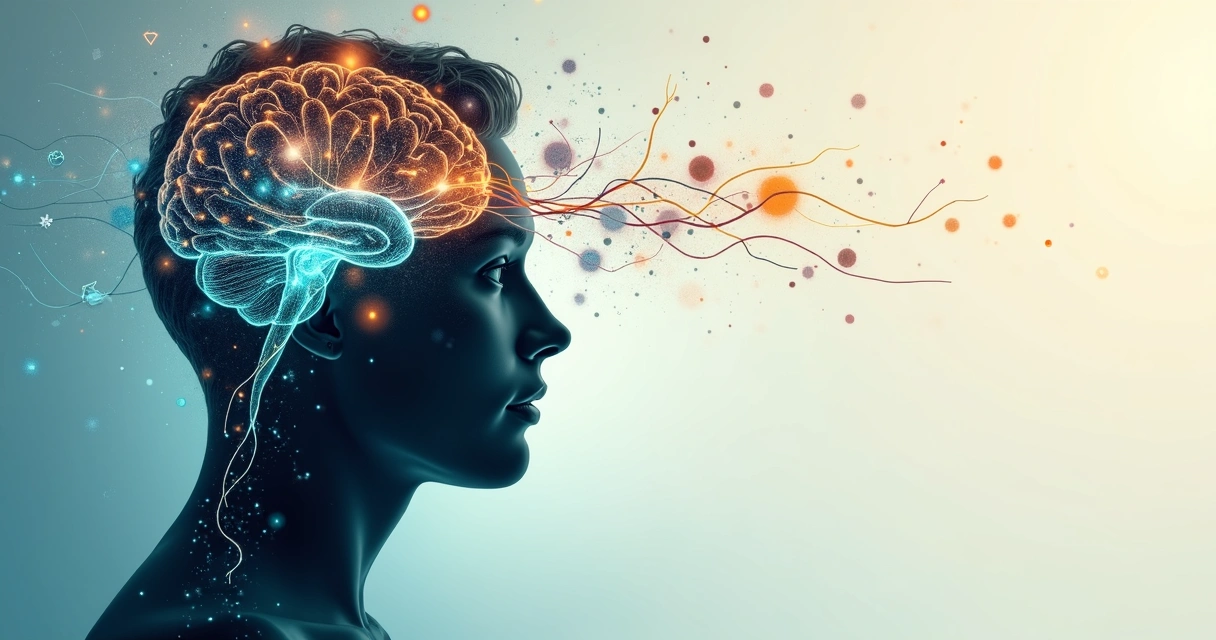 Human head with flexible neural pathways shifting between different perspectives 