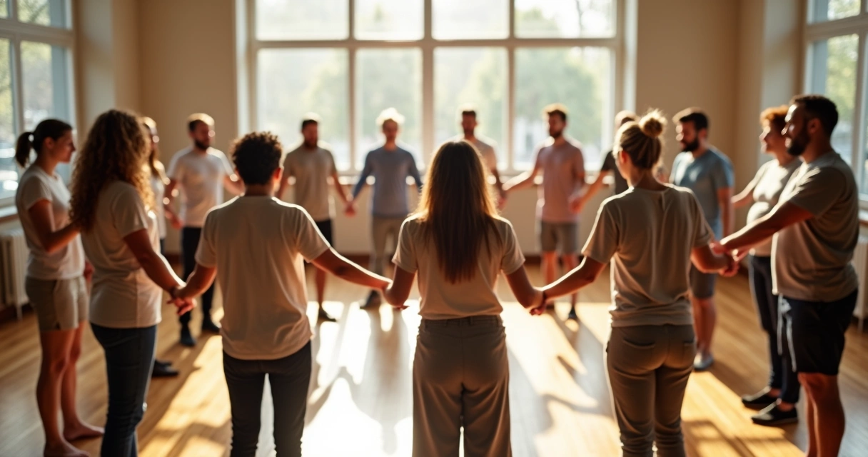 Group in a circle showing unity and connection 