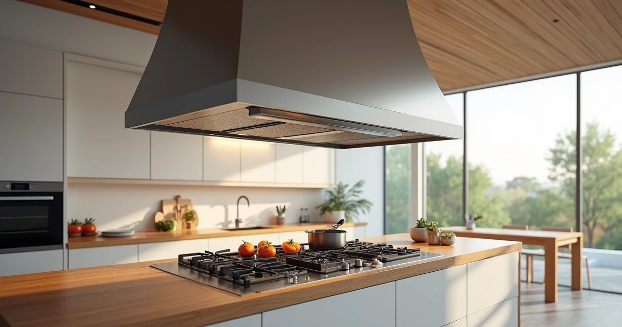 Coifa instalada acima do fogão em cozinha planejada 