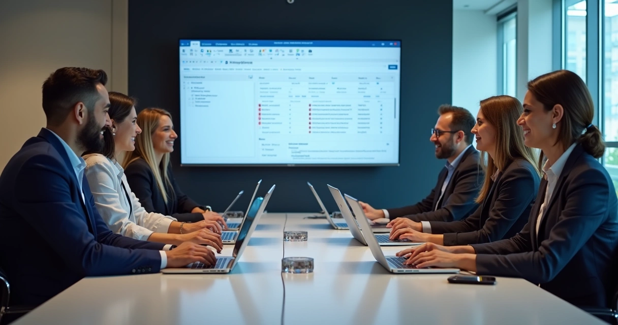 Time colaborando em plataforma digital de contratos 