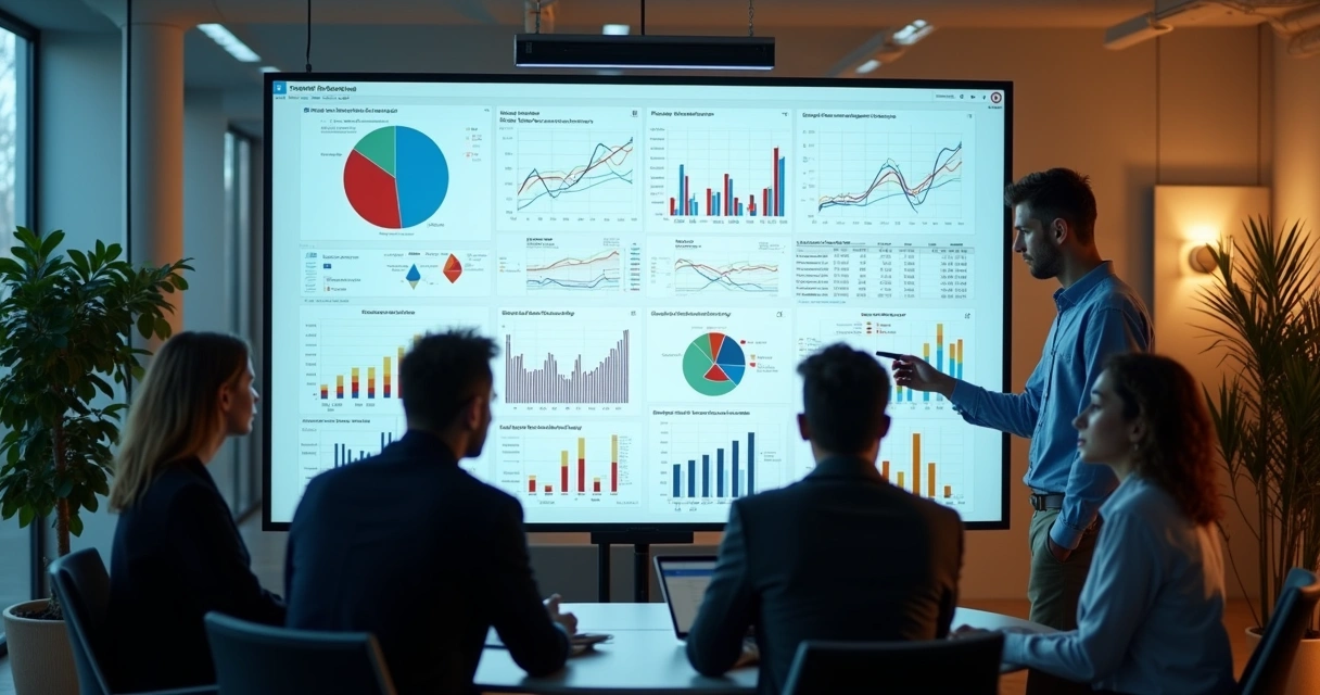 Equipes de dados colaborando em tela do Power BI 