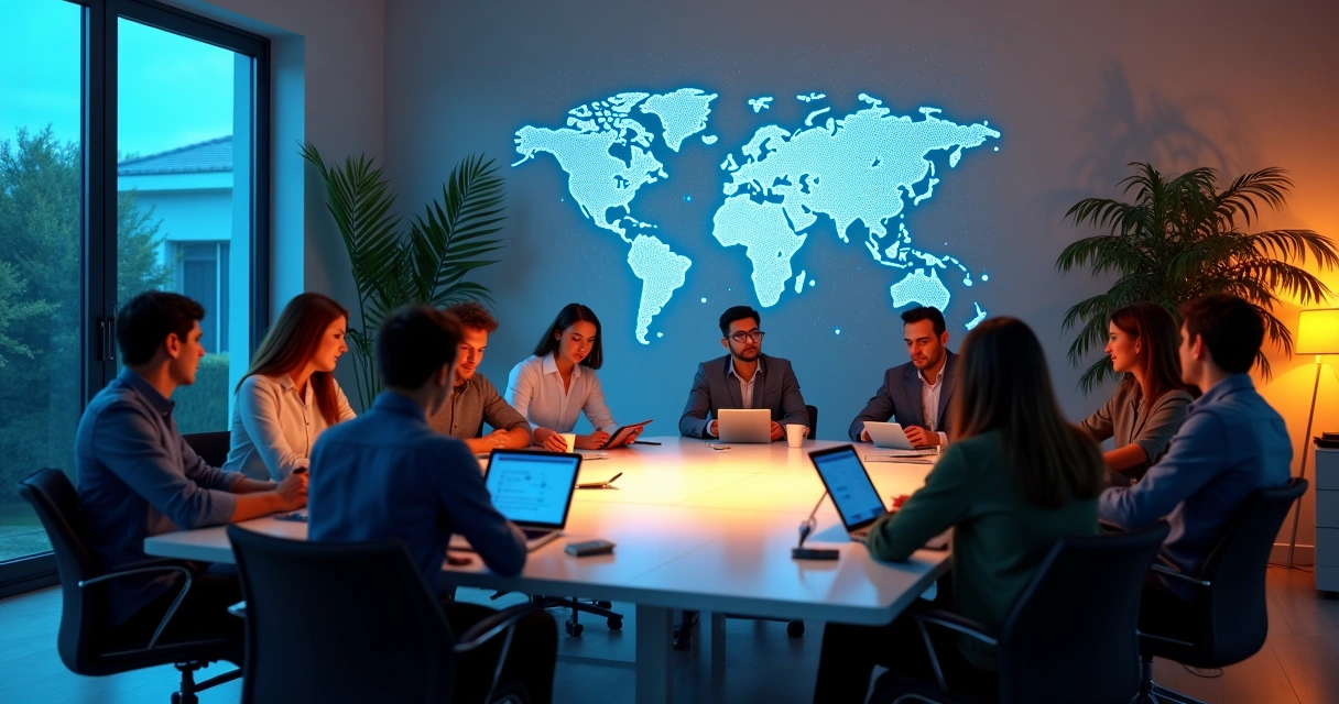 Colaboração entre equipes de diferentes áreas trocando informações em escritório moderno 