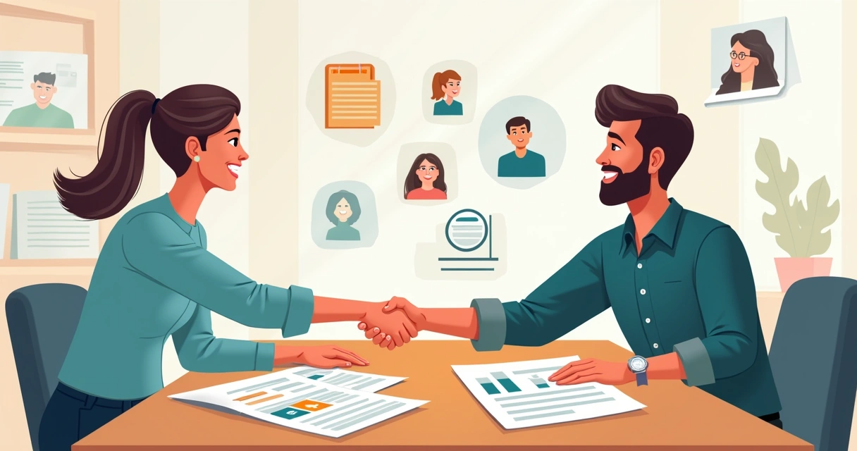 Empresários de diferentes empresas apertando mãos 