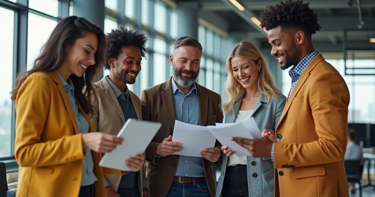 Equipe diversas trabalhando em conjunto em ambiente moderno 